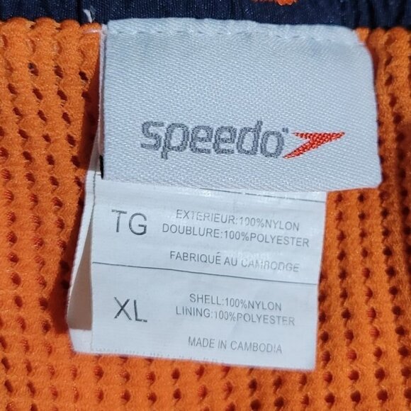 Speedo Men's XL Mesh Lined Pockets Elastic Tie Waist Orange Swim Trunks Shorts - Picture 3 of 10